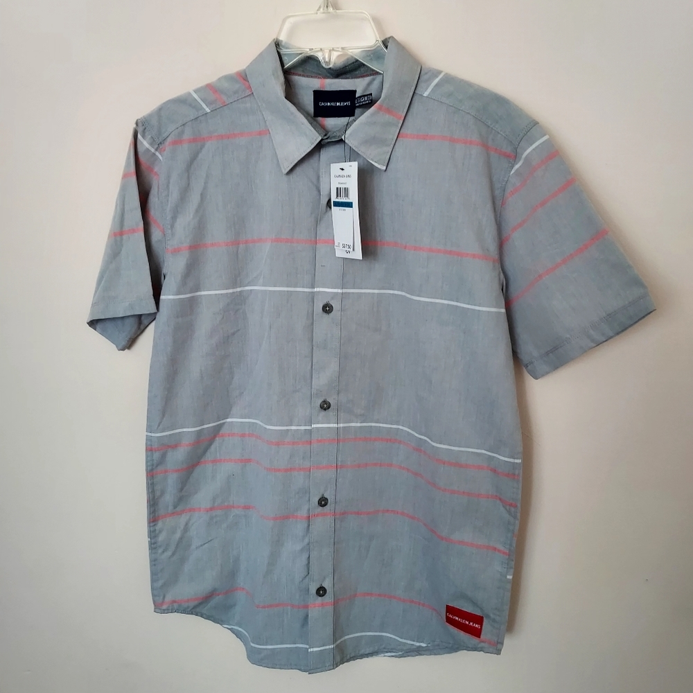 Calvin Klein jeans Young men's gray button-up shirt XL 18/20 Casual